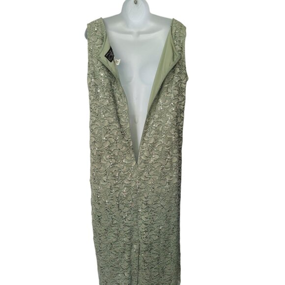 Women’s Alex Evenings 2-piece Maxi Dress Set XL Green Lace Sequins Jacket - Picture 10 of 16